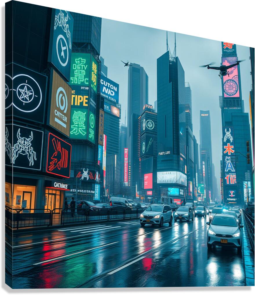 A Cyberpunk Cityscape  Canvas Print