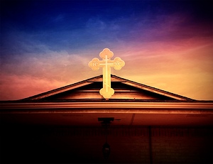 Orthodox Cross at Sunset