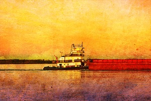 Tow Boat in Orange