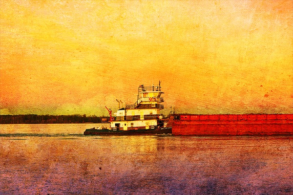 Tow Boat in Orange Print
