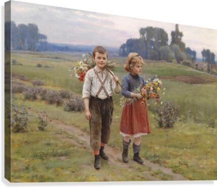 Children walking home Canvas Print