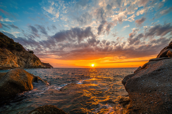 Scenic coastal sunset on island of Elba Tuscany by Vivida Photo PC