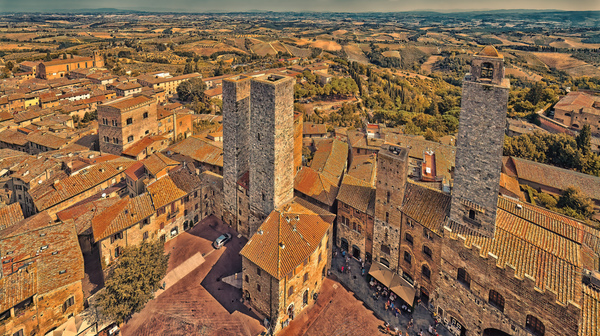 dizzy top view of Tuscany San Gimignano by Vivida Photo PC