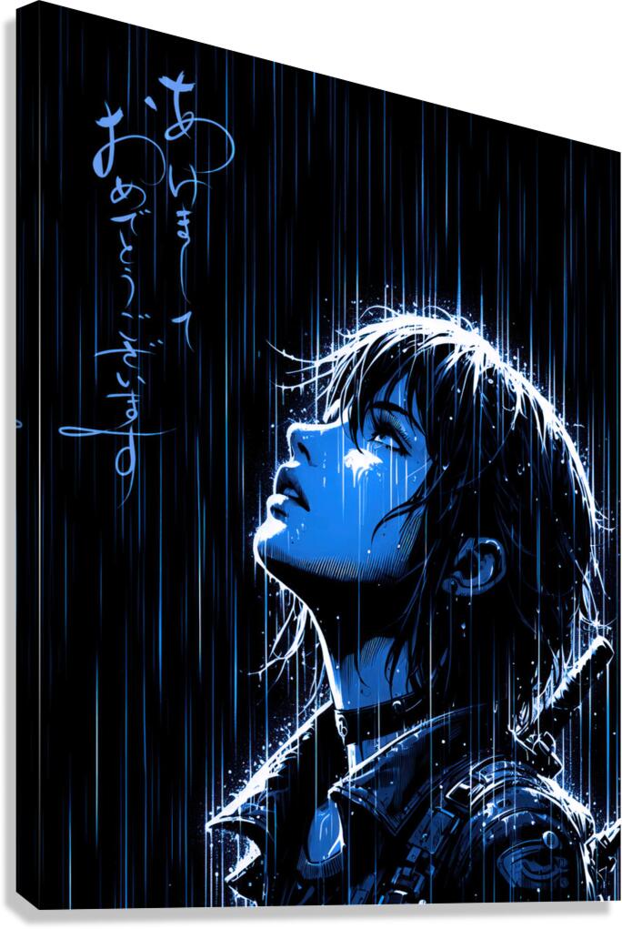 Dramatic blue rain Canvas Print