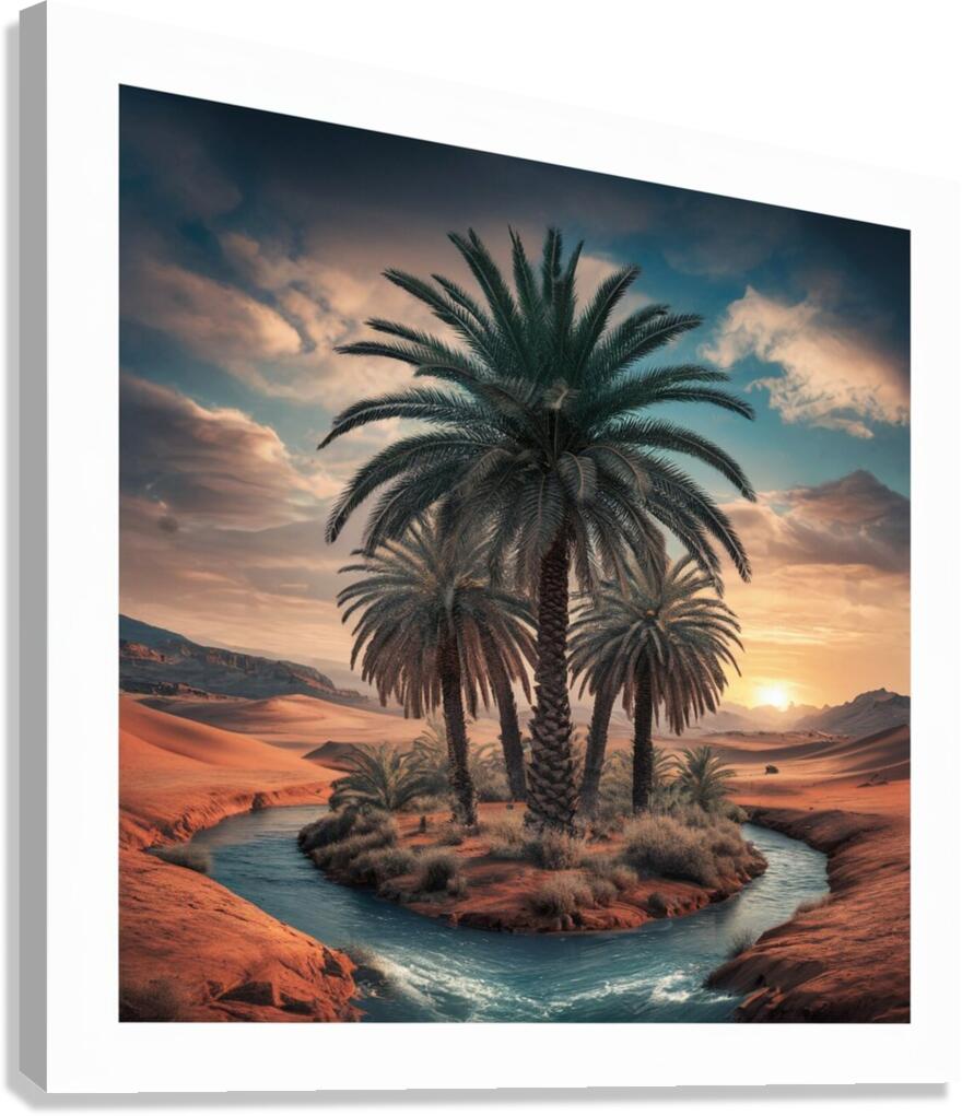 A charming picture of a palm tree in the desert Canvas Print