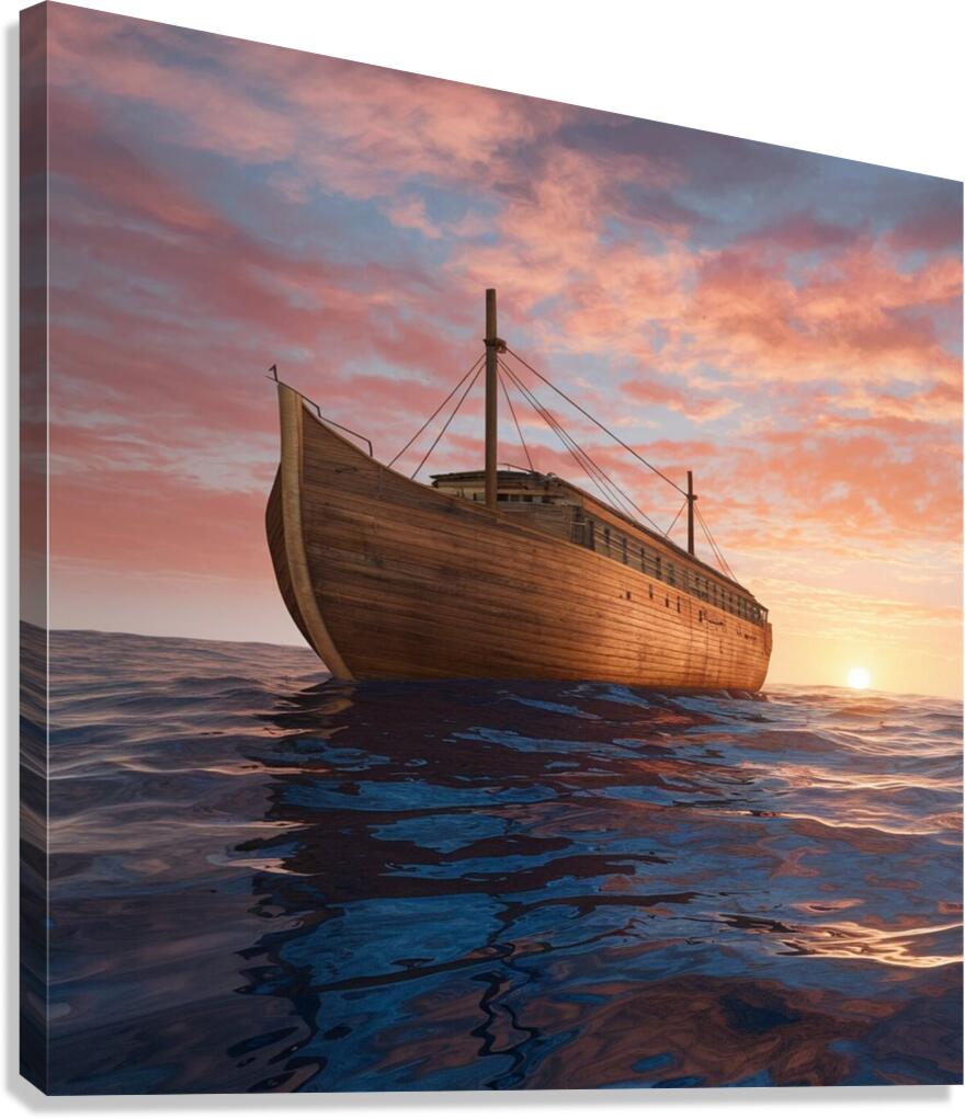an attractive picture of noah s ark on calm waves by Abde034 Wall Art