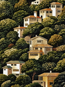 Pattern Houses On A Hill