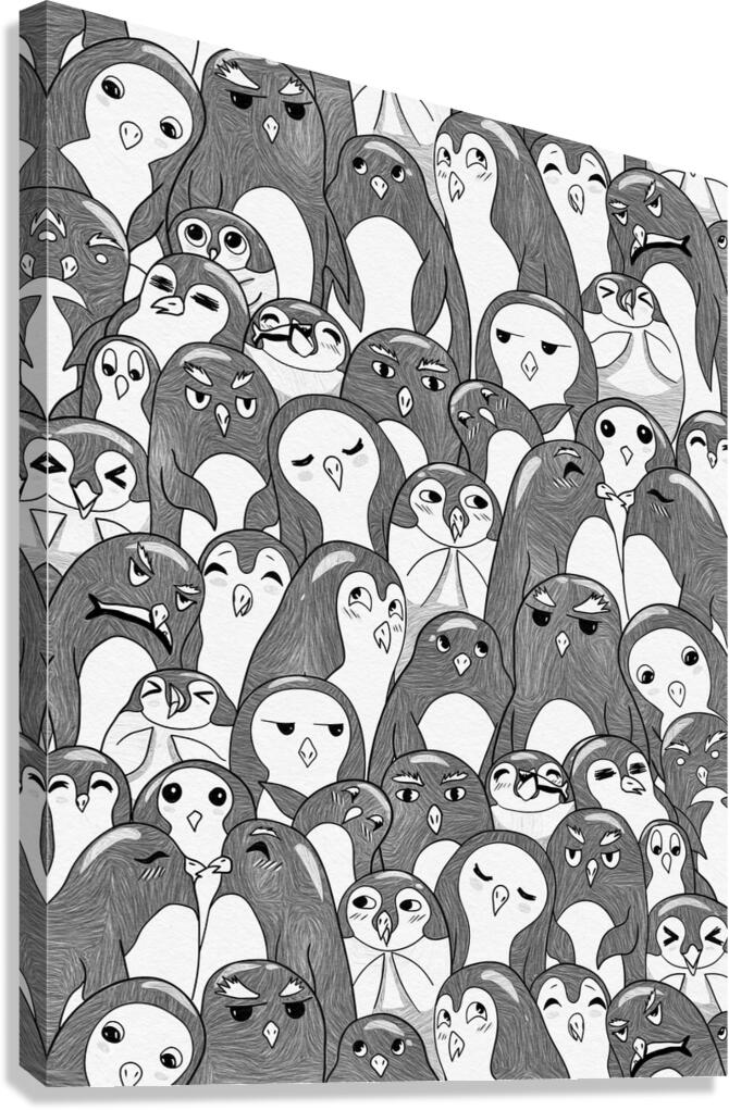 Pattern Cute Penguins Canvas Print