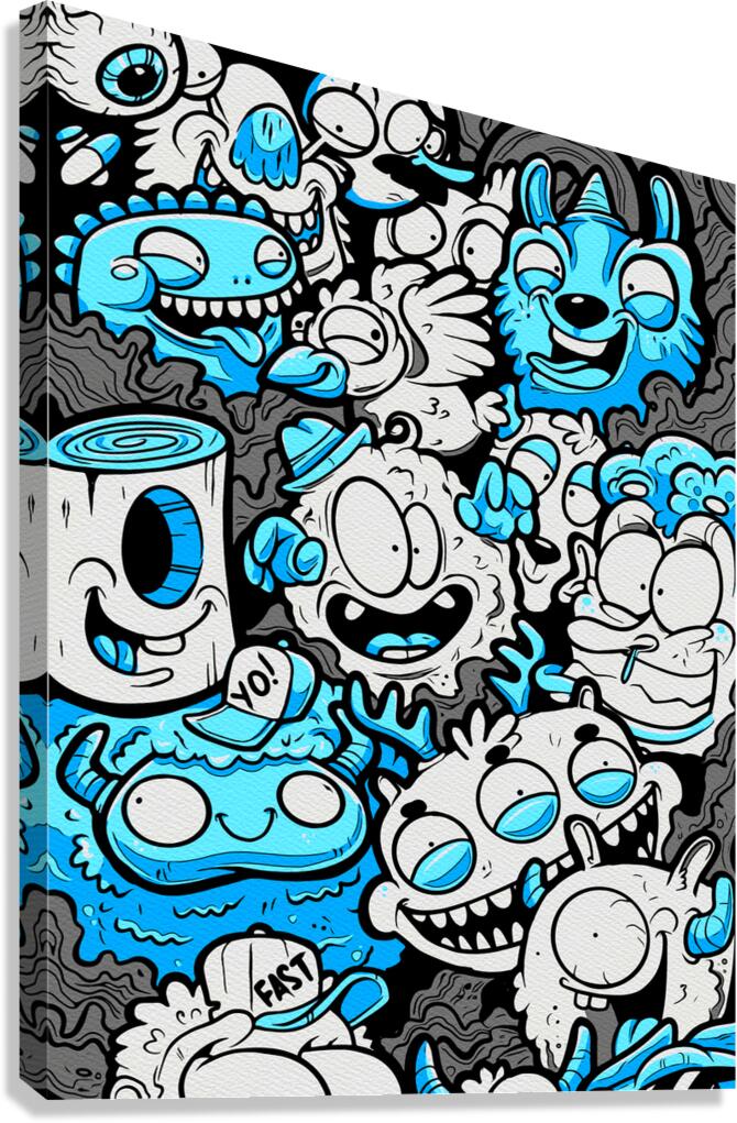 Pattern Monsters Cartoon Canvas Print