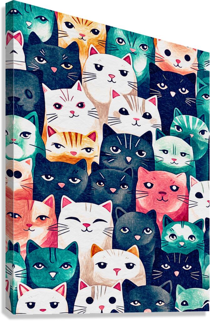 Pattern Cat Cartoons Canvas Print