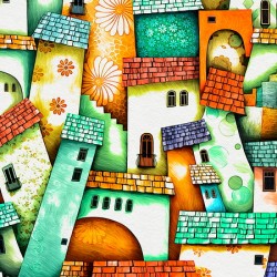 Colorful Houses Drawing