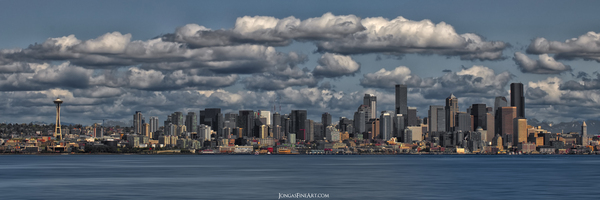 Elemerald Blue - Seattle Skyline Panorama Art  Print