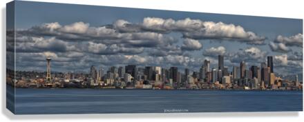 Elemerald Blue - Seattle Skyline Panorama Art  Canvas Print