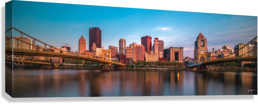 City of 3 Rivers - Modern Wall Art Pittsburgh City Skyline  Canvas Print