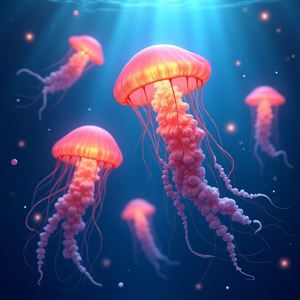 Luminous Drifters: Ethereal Glow of Deep-Sea Jellyfish by Sameh Sakr