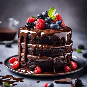 0 Chocolate cake with rich fudgy frosting and per