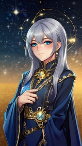 Default fantasy mage woman astrologer silver glit