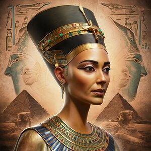 a beautifully rendered portrait of queen nefertit