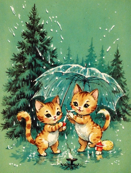 Default kewpie retro cartoon cats smoking cigaret Print