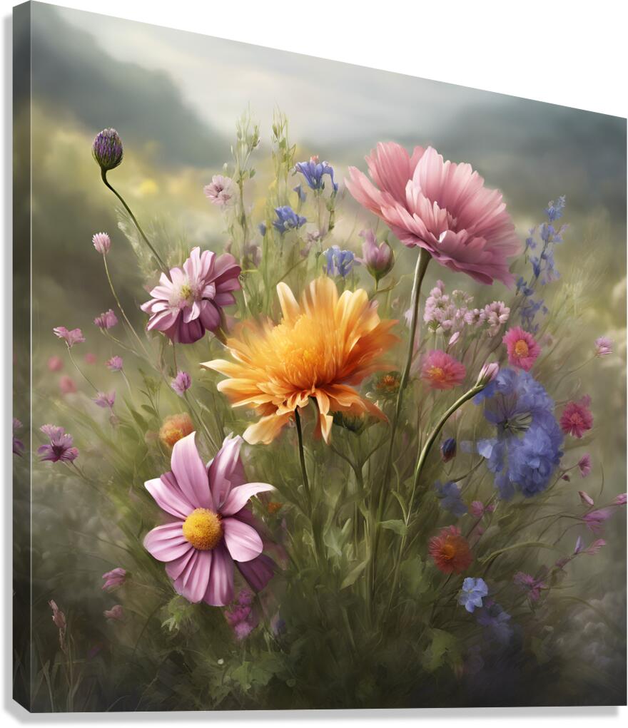 0 Flowers  Realistic or abstract floral arrangeme Canvas Print