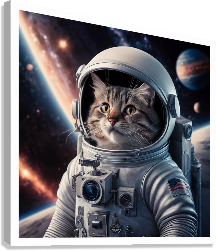 a captivating image of a cat wearing a space suit Canvas Print