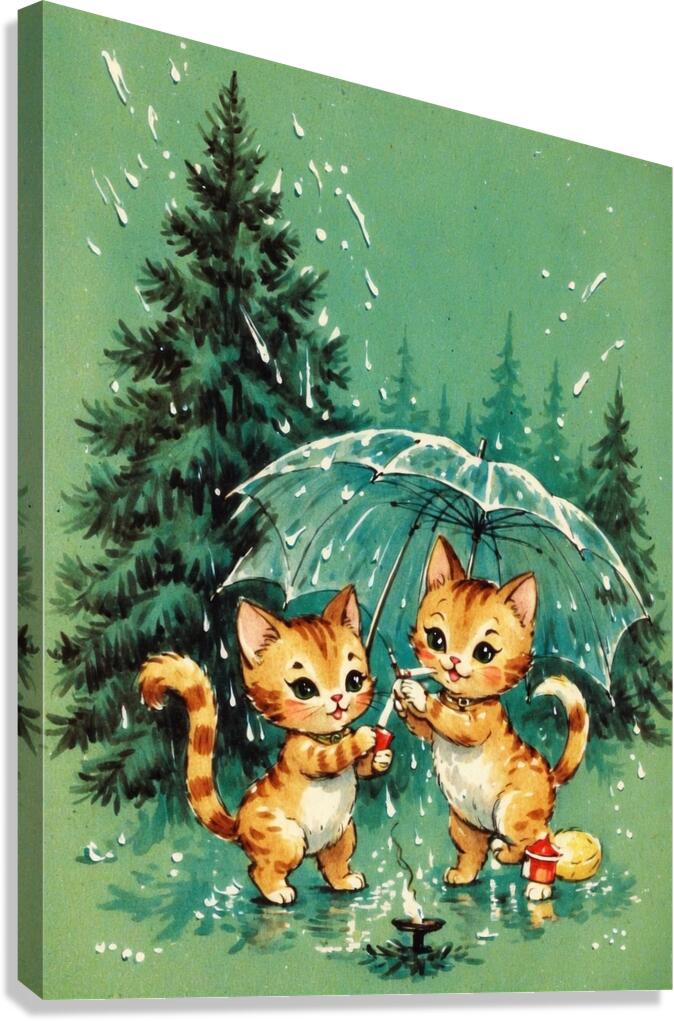 Default kewpie retro cartoon cats smoking cigaret Canvas Print