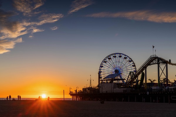 Santa Monica Pier Sunset by Mark W Jackson