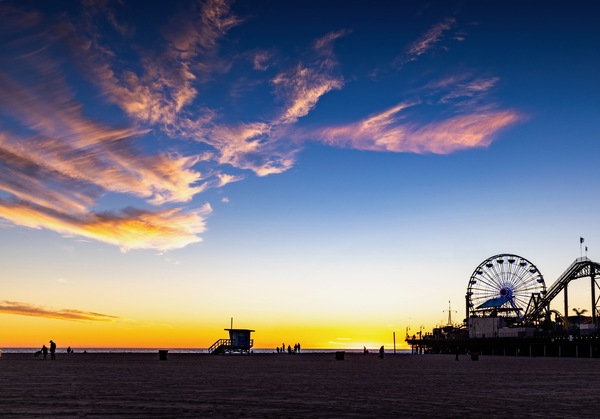 Santa Monica Pier Sunset by Mark W Jackson