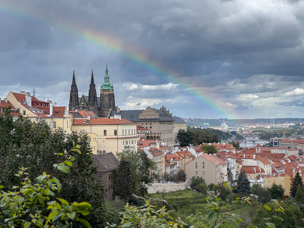 Rainbow over Praha Czech Republic Print