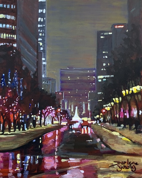 McGill College Avenue Night by Darlene Young Canadian Artist