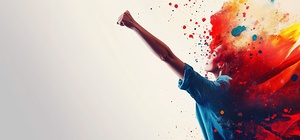 Vibrant explosion of colors represents creativity and empowerment in artistic expression