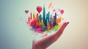 Colorful cityscape creation to showcase creativity and imagination in urban development