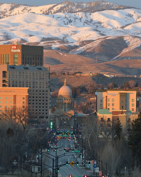 Sunset Idaho State Capitol Building by Michelle K Wood