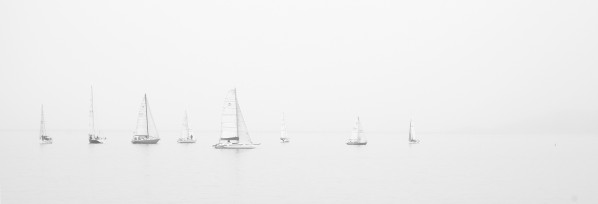 sea black and white ocean boats  Print