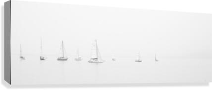sea black and white ocean boats  Canvas Print