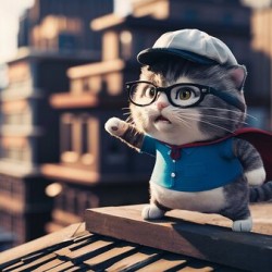 Super Cat in Action: A Rooftop Adventure 