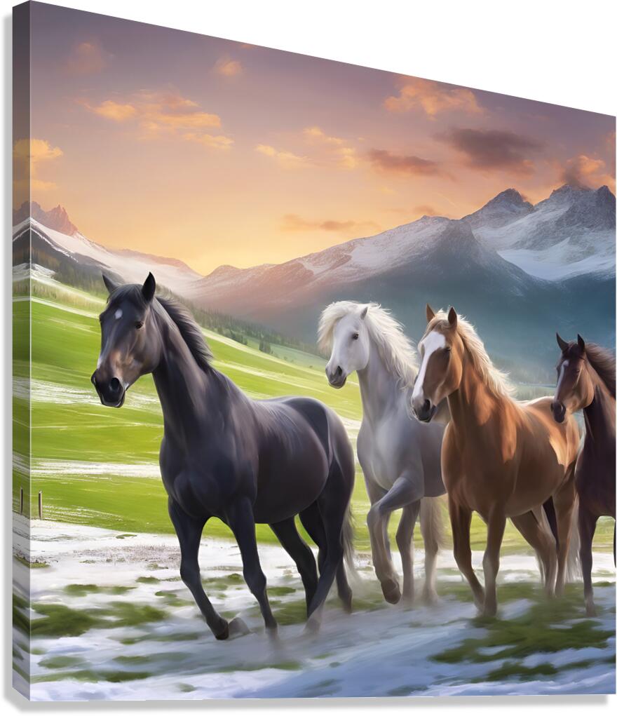 Four Horses  Canvas Print