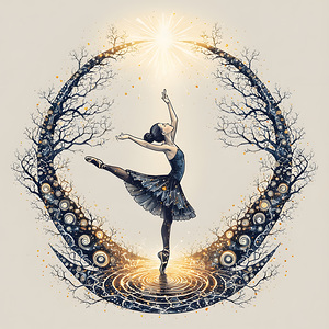Celestial Balance: Dance Beneath the Arch