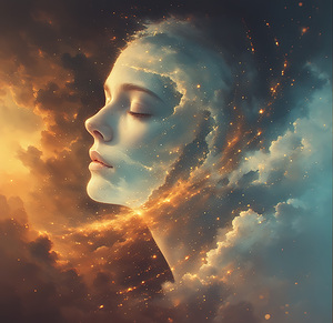 Transcendence in Golden and Blue Nebula