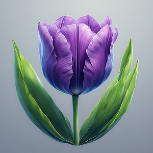 Realistic Purple Tulip on Soft Gray
