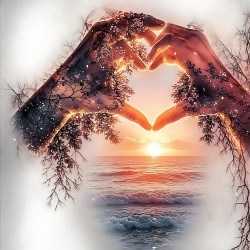 Nature’s Embrace: Heart Over Ocean