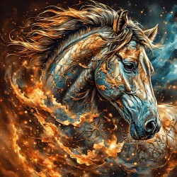 Celestial Steed: Fire Veins Unleashed