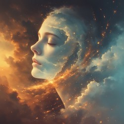Transcendence in Golden and Blue Nebula