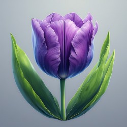 Realistic Purple Tulip on Soft Gray