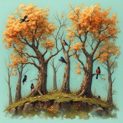 Amber Leaves and Scarlet Wings