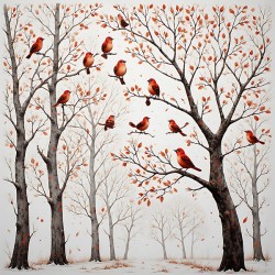 Red Wings in the First Snowfall