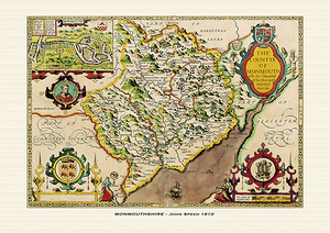 Historic Map - Monmouthshire - Wales - John Speed 1610