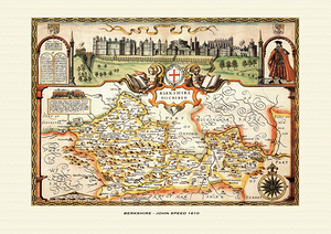 Historic Map  - Berkshire -  England  -  John Speed 1610 