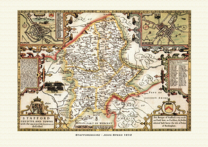 Historic Map - Staffordshire - England - John Speed 1610
