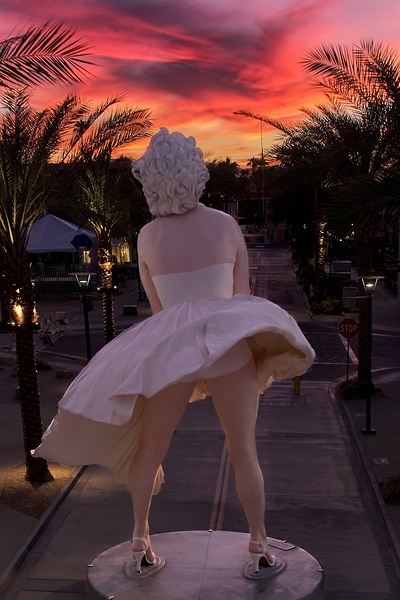 Palm Springs Statue Observing Sunrise Print